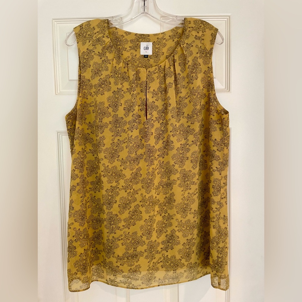 CAbi gold shell with black paisley print